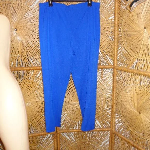 NWT Ming Wang Royal Blue Travel Career Casual Ankle Flat Front Pants XL New - Picture 1 of 13